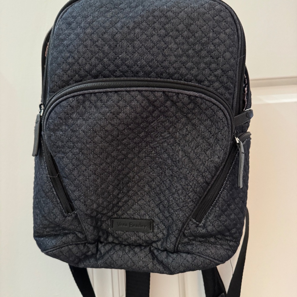VERA BRADLEY HADLEY DENIM NAVY SMALL BACKPACK DIAMOND QUILTED